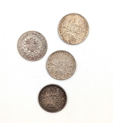 QUATRE PIECES de 5 F en argent. Type Hercule...